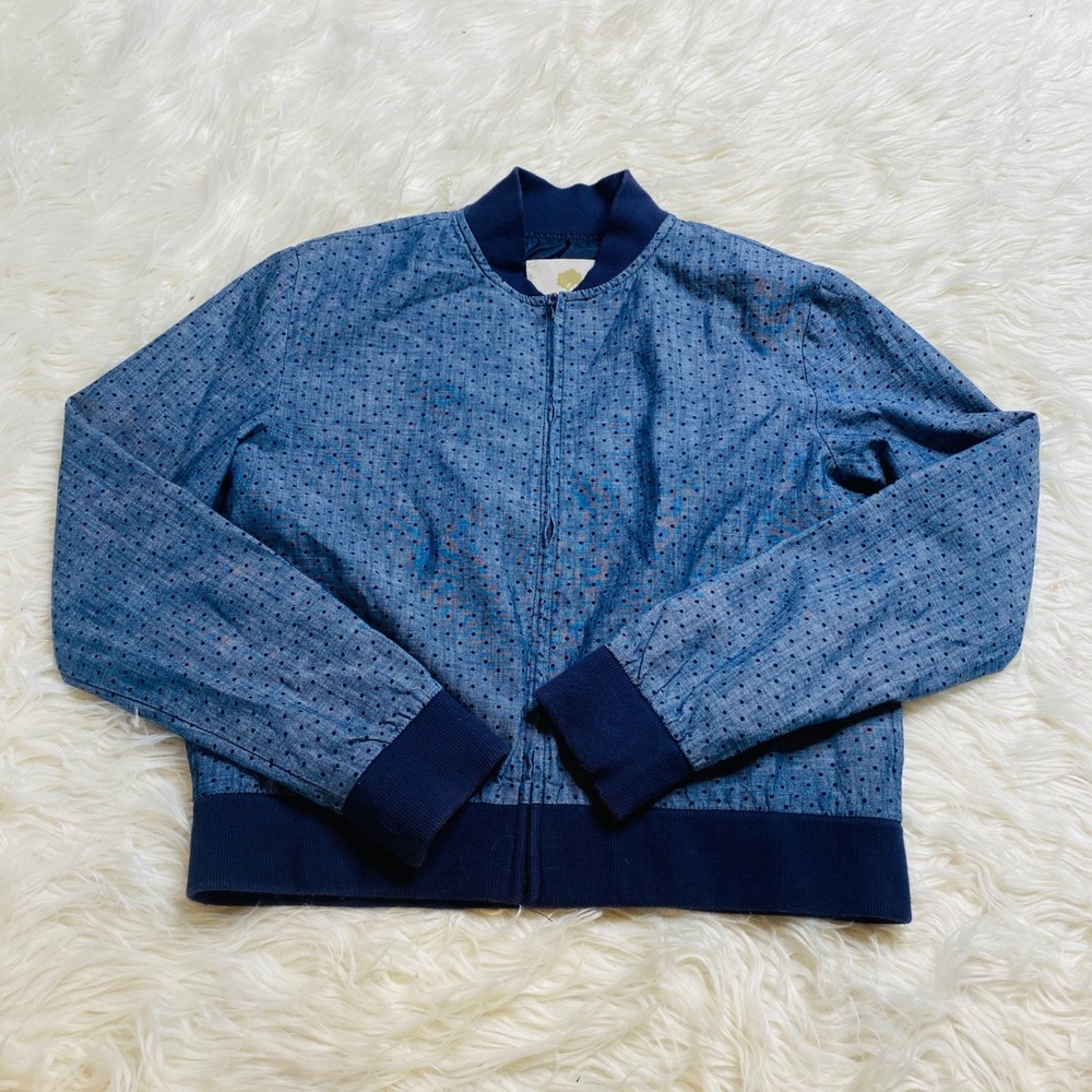 Tucker Tate Denim Jacket Girls XL Bomber Liliya Polka‎ Dot Chambray Lightweight